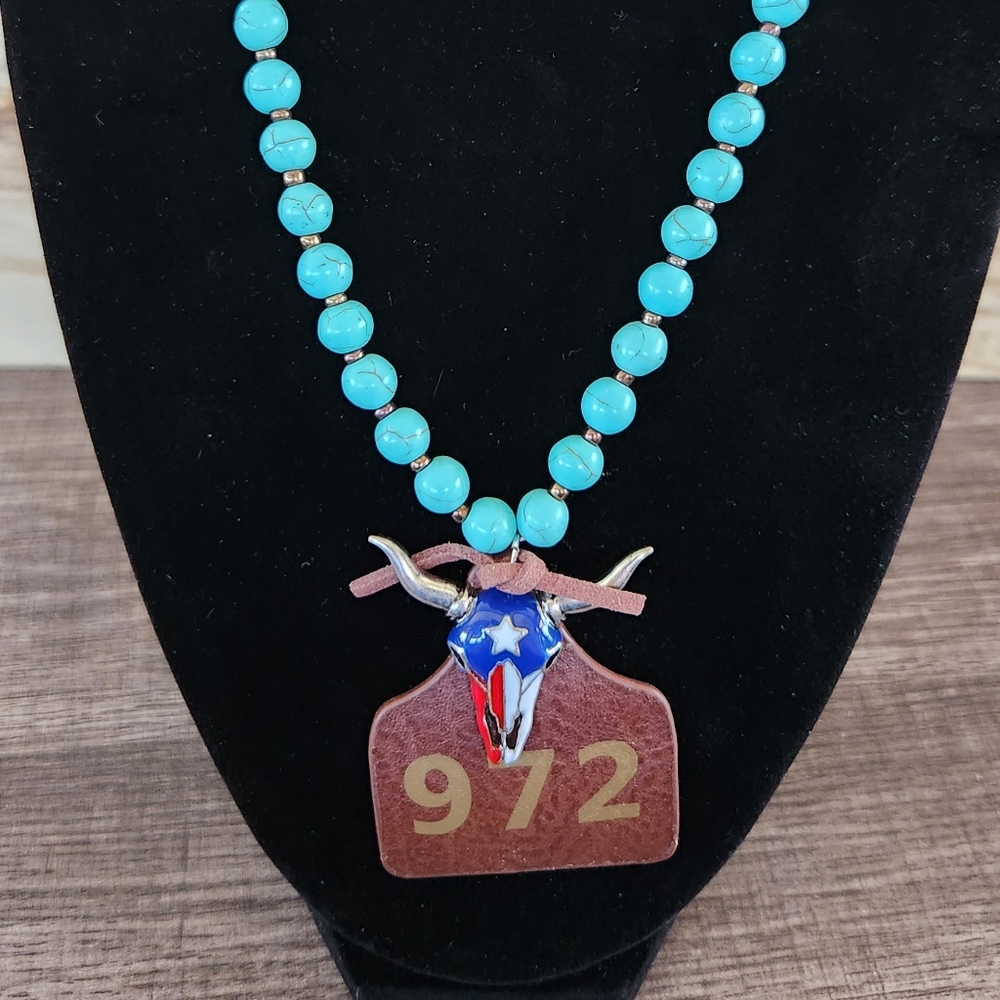 American cow skull necklace